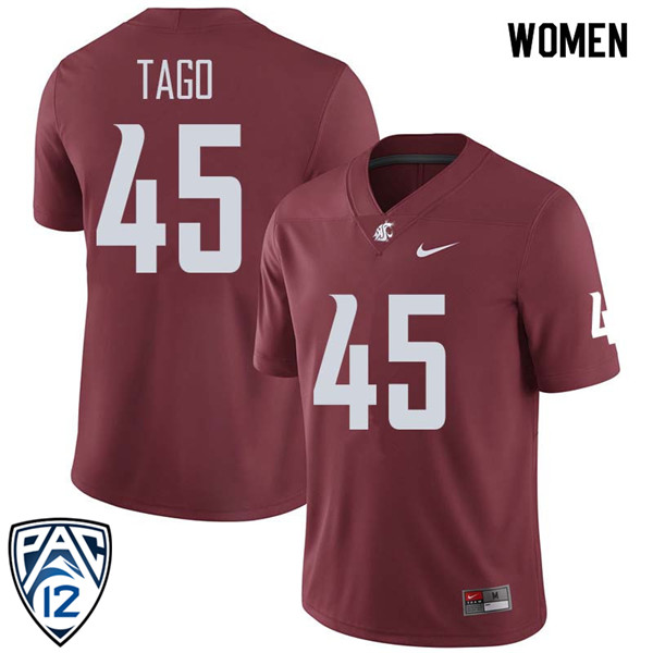 Women #45 Logan Tago Washington State Cougars College Football Jerseys Sale-Crimson